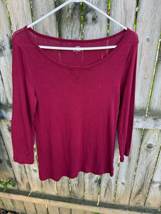 J. Crew Factory Tops - J. Crew Factory Vintage Cotton Boat Neck Tee 3/4 sleeves V notch A8691 S